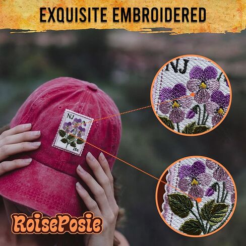 New Jersey Violet State Flower Patch, Stamp 3 Inches Iron On/Sew On Embroidered Applique Fabric Aesthetic Floral Patches for Clothes Backpacks Hat Jeans, Vintage Flower Patches for Boy Girl in Saudi Arabia