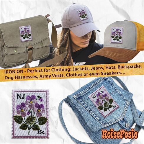 New Jersey Violet State Flower Patch, Stamp 3 Inches Iron On/Sew On Embroidered Applique Fabric Aesthetic Floral Patches for Clothes Backpacks Hat Jeans, Vintage Flower Patches for Boy Girl in Saudi Arabia