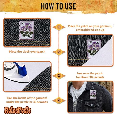 New Jersey Violet State Flower Patch, Stamp 3 Inches Iron On/Sew On Embroidered Applique Fabric Aesthetic Floral Patches for Clothes Backpacks Hat Jeans, Vintage Flower Patches for Boy Girl in Saudi Arabia