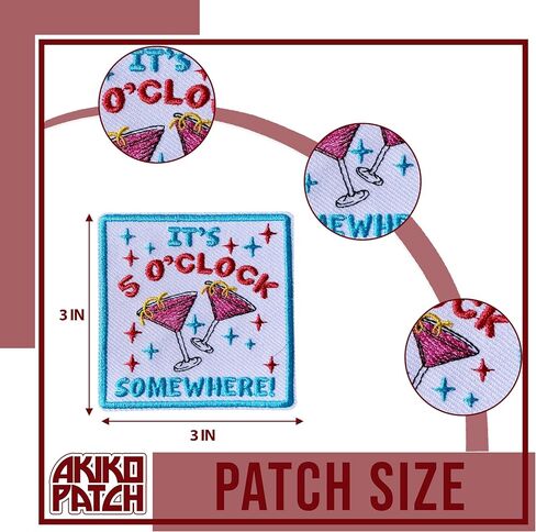It's 5 O'clock Some Where Iron On Patches, Size 3" Cooktail Patches for Clothes Backpacks Hats Jeans Bags, Funny Drinking Embroidered Patches, Iron On Fabric Patches DIY Gift for Boys Girls in Kuwait