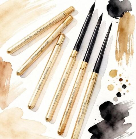 Watercolor Paint Brushes, Brass Handle, Round, Synthetic Squirrel Hair, №4,№6, №8, 3 PCs Plein Air Travel Brushes Set for Watercolor Paint and Acrylic, Ideal for Artists and Hobbyist. (3) in Saudi Arabia