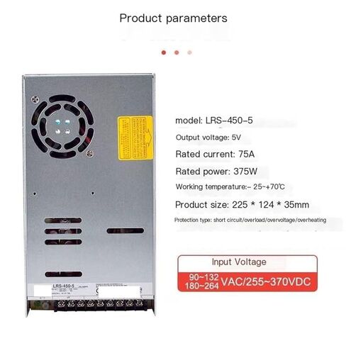 1pcs LRS-450-5 Single Output Switching Power Supply LED Driver 5VDC 75A in Saudi Arabia