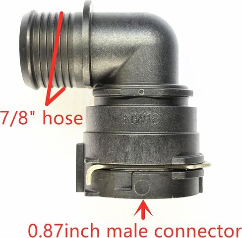 NW16 90 Degree Coolant Hose Connector, Radiator Heater Water Pipe Quick Coupling with Threaded Barbed Elbow for Buick, Chevy, Silverado, Tahoe, GM, Cadillac, BMW, Audi, VW, Engine Pipe Line Fitting in Saudi Arabia