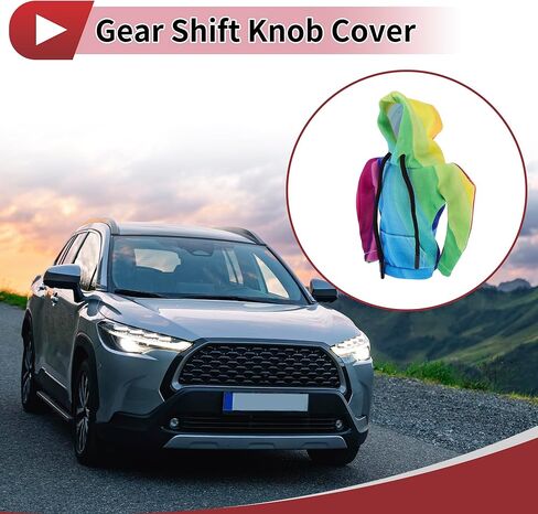 1 Pc Gear Shift Knob Cover Decoration Stick Shifting Handle Protector 5.91"x4.33" 3D Printed Hoodie Style Rainbow Colors Polyester in Kuwait