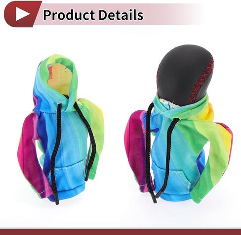 1 Pc Gear Shift Knob Cover Decoration Stick Shifting Handle Protector 5.91"x4.33" 3D Printed Hoodie Style Rainbow Colors Polyester in Kuwait