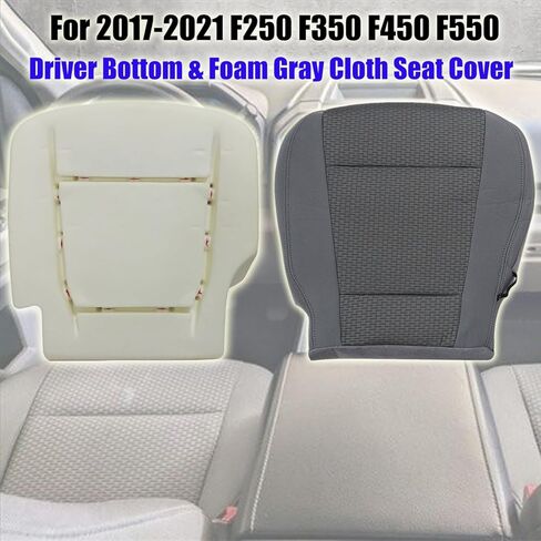 NLQR غطاء مقعد قماشي بديل للجانب الأمامي باللون الرمادي ووسادة إسفنجية للسائق متوافقة مع Ford F250 F350 F450 F550 XLT 2017 2018 2019 2020 2021 F150 2015 2016 2017 2018 2019 2020 in Kuwait