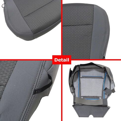 NLQR غطاء مقعد قماشي بديل للجانب الأمامي باللون الرمادي ووسادة إسفنجية للسائق متوافقة مع Ford F250 F350 F450 F550 XLT 2017 2018 2019 2020 2021 F150 2015 2016 2017 2018 2019 2020 in Kuwait