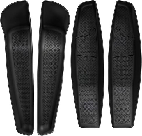 Door Side Storage Organizer for Tesla Model Y 4 Pcs Black | Compatible with Juniper 2025 2026, Anti-Collision TPE Pocket Insert Trays, Front and Rear Slot Box in Saudi Arabia