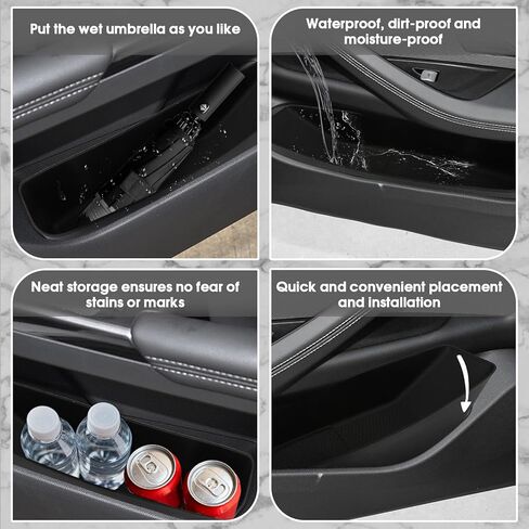 Door Side Storage Organizer for Tesla Model Y 4 Pcs Black | Compatible with Juniper 2025 2026, Anti-Collision TPE Pocket Insert Trays, Front and Rear Slot Box in Saudi Arabia