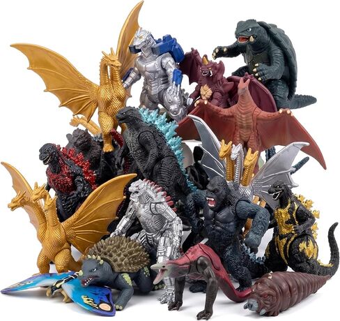 JAYKENIXO 18 PCS Monster Action Figures Set – Dinosaur Dragon & Robot Kaiju Toys, Mini Figures 3–4 Inch, Kids Cake Toppers, Party Favors Gift Pack in Saudi Arabia