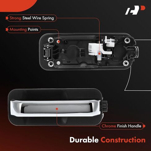 مقبض باب خارجي أمامي أو خلفي يمين للراكب A-Premium متوافق مع Ford F-150 F150 2015-2020، بدون مدخل سلبي، رافعة كروم وإطار أسود، استبدل # FL3Z-1522404-DBPTM in Kuwait