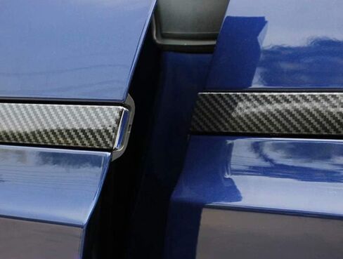 iJDMTOY 4pc Gloss Finish Real/Genuine Black Carbon Fiber Side Door Push Handle Decoration Cover Trims Compatible with 2015-up Tesla Model X in Kuwait