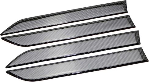 iJDMTOY 4pc Gloss Finish Real/Genuine Black Carbon Fiber Side Door Push Handle Decoration Cover Trims Compatible with 2015-up Tesla Model X in Kuwait