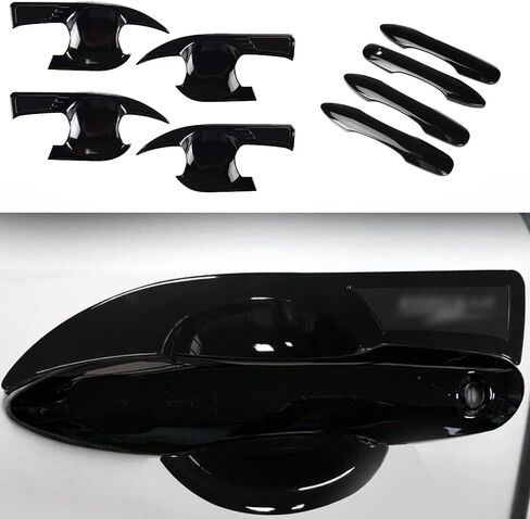 8Pcs ABS Bright Black Automotive Exterior Door Handle Bowl Cover Trim Protector Outer Door Decoration Frame Trim Accessories for Toyota Toyota Corolla 2020 2021 2022 2023 2024 2025 in Saudi Arabia