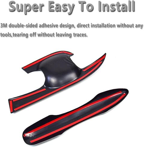 8Pcs ABS Bright Black Automotive Exterior Door Handle Bowl Cover Trim Protector Outer Door Decoration Frame Trim Accessories for Toyota Toyota Corolla 2020 2021 2022 2023 2024 2025 in Saudi Arabia