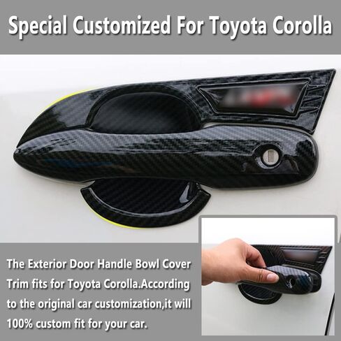 8Pcs ABS Bright Black Automotive Exterior Door Handle Bowl Cover Trim Protector Outer Door Decoration Frame Trim Accessories for Toyota Toyota Corolla 2020 2021 2022 2023 2024 2025 in Saudi Arabia