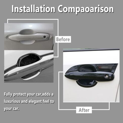 8Pcs ABS Bright Black Automotive Exterior Door Handle Bowl Cover Trim Protector Outer Door Decoration Frame Trim Accessories for Toyota Toyota Corolla 2020 2021 2022 2023 2024 2025 in Saudi Arabia