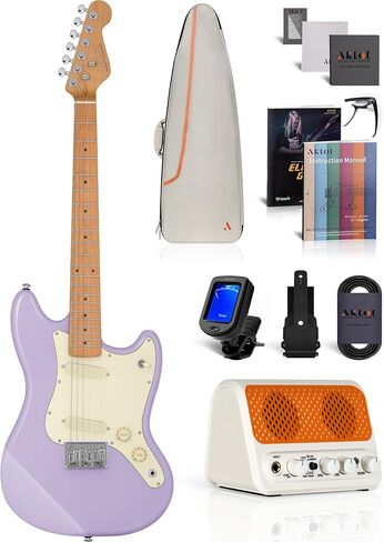 AKLOT 36-inch Kids Electric Guitar: 3/4 Size Mini Electric Guitar Kit with Solid Body, 1.5 In Neck Width for Beginners, 10W Amp, Gig Bag, String, Strap, Cable, Picks,Lesson Book (BerryPop Pink) in Saudi Arabia
