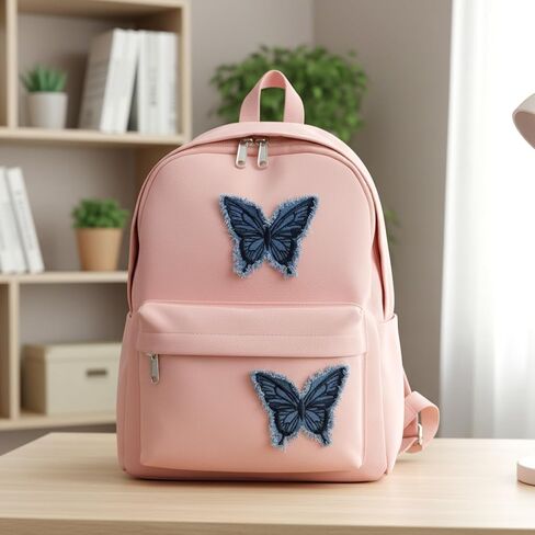 3 Pcs Butterfly Patches, Sew on Embroidered Applique with Fringe, Blue Denim Jean Patches for Hats, Clothing, Jackets, Denim Patch Repair Decoration in Saudi Arabia