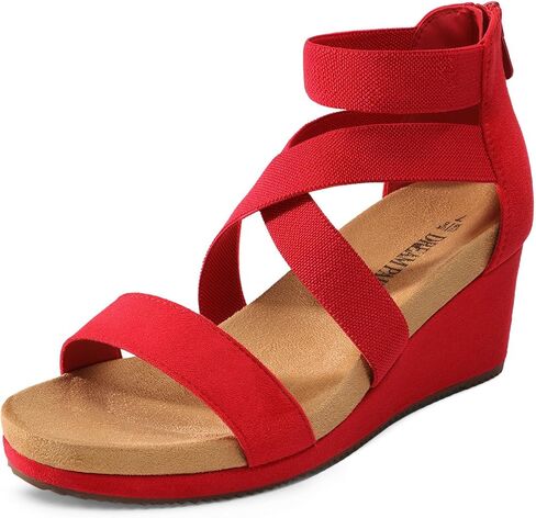 DREAM PAIRS Women's Nude Elastic Ankle Strap Open Toe Platform Wedge Sandals Size 10 M US NINI-3 in Saudi Arabia