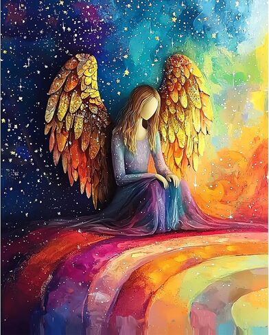 NXIKYO Angel Woman Paint by Numbers Kit for Adults Beginner, Rainbow Adult Paint by Number Kits on Canvas, DIY Acrylic Oil Easy Painting by Numbers for Home Wall Decor 16 X 20 inch (Without Frame) in Saudi Arabia