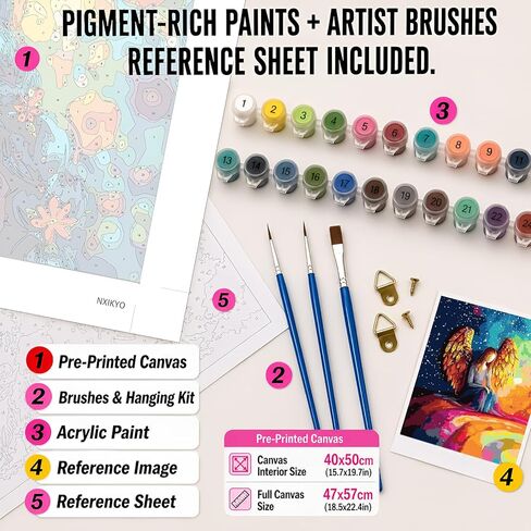 NXIKYO Angel Woman Paint by Numbers Kit for Adults Beginner, Rainbow Adult Paint by Number Kits on Canvas, DIY Acrylic Oil Easy Painting by Numbers for Home Wall Decor 16 X 20 inch (Without Frame) in Saudi Arabia