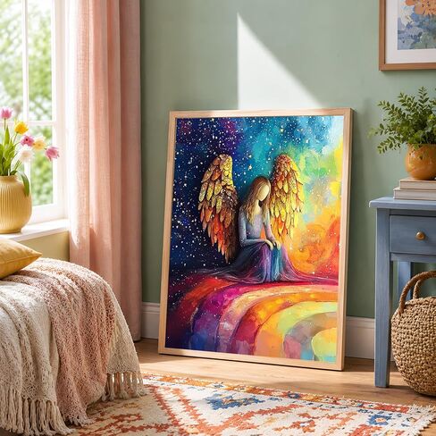 NXIKYO Angel Woman Paint by Numbers Kit for Adults Beginner, Rainbow Adult Paint by Number Kits on Canvas, DIY Acrylic Oil Easy Painting by Numbers for Home Wall Decor 16 X 20 inch (Without Frame) in Saudi Arabia