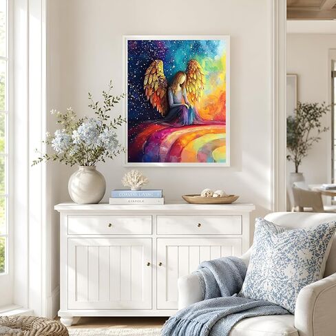NXIKYO Angel Woman Paint by Numbers Kit for Adults Beginner, Rainbow Adult Paint by Number Kits on Canvas, DIY Acrylic Oil Easy Painting by Numbers for Home Wall Decor 16 X 20 inch (Without Frame) in Saudi Arabia