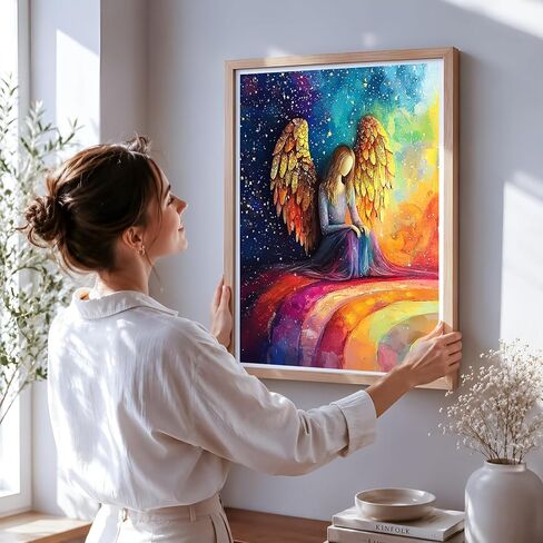 NXIKYO Angel Woman Paint by Numbers Kit for Adults Beginner, Rainbow Adult Paint by Number Kits on Canvas, DIY Acrylic Oil Easy Painting by Numbers for Home Wall Decor 16 X 20 inch (Without Frame) in Saudi Arabia