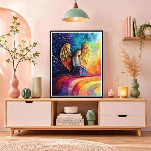 NXIKYO Angel Woman Paint by Numbers Kit for Adults Beginner, Rainbow Adult Paint by Number Kits on Canvas, DIY Acrylic Oil Easy Painting by Numbers for Home Wall Decor 16 X 20 inch (Without Frame) in Saudi Arabia