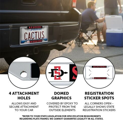 Desert Cactus San Diego State University Car Accessories Metal License Plate Frame for Front or Rear of Car (Alumni 2 Pack) in Kuwait