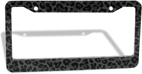 Black Leopard Print License Plate Frame - Personalized Cheetah Pattern License Plate Holder Aluminum Metal Car Tag Cover with 2 Holes Decorative for US Vehicle Standard for Women Men 1 Pack in Saudi Arabia