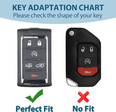 2-Pack for Jeep Key Fob Cover, Compatible with 2021 2022 2023 2024 2025 Grand Cherokee L Wagoneer, 6-Button, TPU Key Case, Accessorie in Saudi Arabia