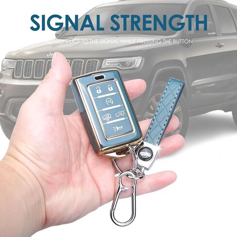 2-Pack for Jeep Key Fob Cover, Compatible with 2021 2022 2023 2024 2025 Grand Cherokee L Wagoneer, 6-Button, TPU Key Case, Accessorie in Saudi Arabia