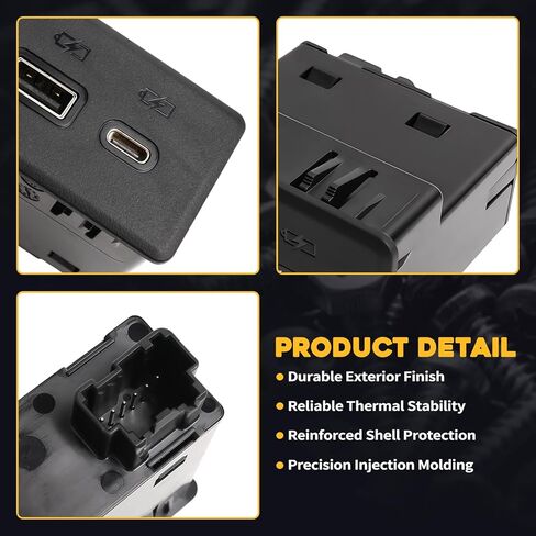 13525889 Black Rear Dual USB Charge Port Fit For Chevrolet Silverado Sierra 1500 2500 HD 3500 HD 2019-2023 Fit For GMC Yukon XL Sierra 19-23 Fit For Cadillac Escalade 2021-2023 Replace For 13540949 in Saudi Arabia