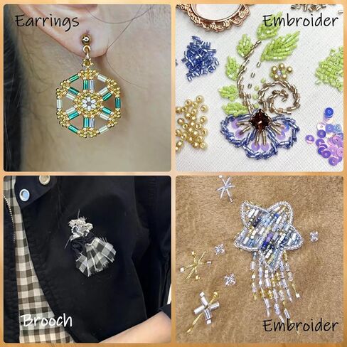 8400pcs Embroidery Bugle Beads, 3mm Tube Iridescent Beads Embroidery Kit for Bracelet Necklaces Crafts Jewelry Making Supplies for Adult (28 Colors) in Saudi Arabia