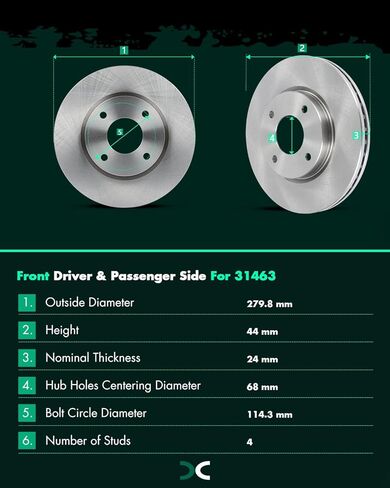 SCITOO Brake Kits For Nissan For Cube 2009-2014,For Nissan For Sentra 2007-2012,For Versa 2007-2012 Front Disc Brake Rotors and Ceramic Brakes Pads Replacement:D815-7318,31463 in Kuwait