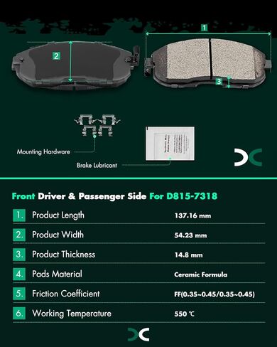 SCITOO Brake Kits For Nissan For Cube 2009-2014,For Nissan For Sentra 2007-2012,For Versa 2007-2012 Front Disc Brake Rotors and Ceramic Brakes Pads Replacement:D815-7318,31463 in Kuwait