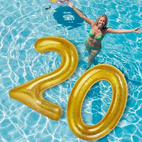 HyDren 48 Inch Inflatable Number Pool Float – Giant Balloon Style Birthday Pool Party Decoration, Summer Outdoor Floating Fun, Large Inflatable Photo Prop for Teens, Adults, Women and Men in Saudi Arabia