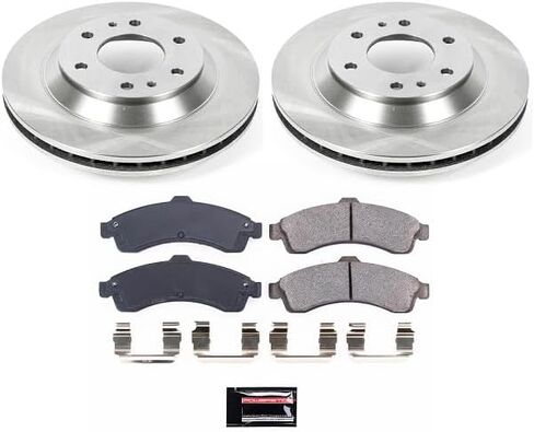 طقم الفرامل الأمامية PowerStop لـ Buick Rainier 2004-05 |Chevrolet Trailblazer 2002-05 |GMC Envoy 2002-05 |Isuzu Ascender 2004-05 - Z17 استبدال وسادات الفرامل السيراميكية ودوارات الأقراص، KOE2057 in Kuwait