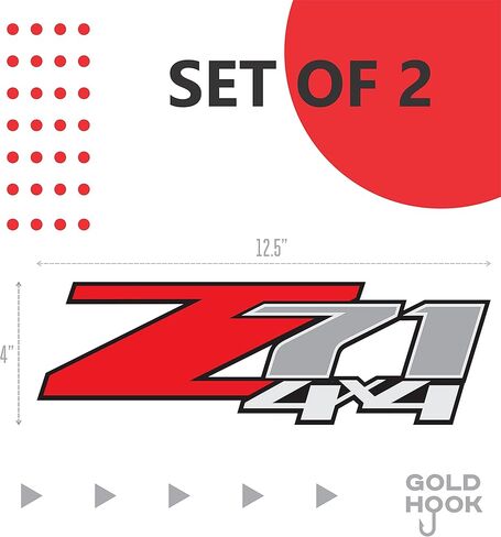 Gold Hook Z71 4x4 Decals Compatible with Chevy Silverado (2007-2013) Bed Side 1500 2500 HD, Set of 2, Premium Series (Metallic Finish) in Kuwait