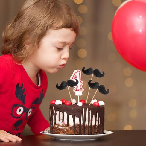 Moustache Cake Topper 40Pcs Funny Baking Picks for Birthday Party Decorations Cupcakes and Desserts in Kuwait