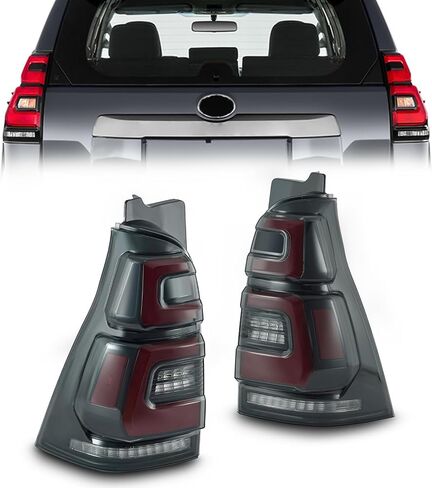 KARPAL Pair LED Tail Light Assembly Black Housing Red Compatible with 2003-2009 Toyota 4runner Animation Sequential Rear Tail Lamp in Kuwait