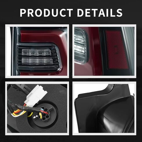 KARPAL Pair LED Tail Light Assembly Black Housing Red Compatible with 2003-2009 Toyota 4runner Animation Sequential Rear Tail Lamp in Kuwait