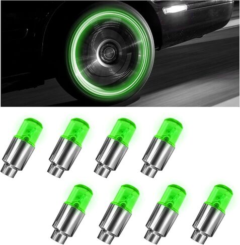 8 PCS LED Tire Valve Lights, Waterproof Car Neon Spoke Light Tire Valve Flash Lamp with Motion Sensor, Universal LED Wheel Stem Flashing Lamps for Cars Trucks Motorcycles (White) in Saudi Arabia
