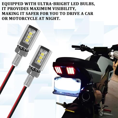 LED License Plate Light, Motorcycle License Plate Light, 2PCS 12V Waterproof Aluminum Housing Assembly, Super Bright White LED Bulb Tag Screw Lamp for Car, Motorcycle, Truck, RV, ATV, Bike (Silver) in Saudi Arabia