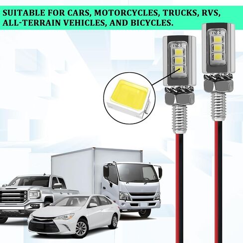 LED License Plate Light, Motorcycle License Plate Light, 2PCS 12V Waterproof Aluminum Housing Assembly, Super Bright White LED Bulb Tag Screw Lamp for Car, Motorcycle, Truck, RV, ATV, Bike (Silver) in Saudi Arabia