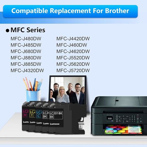 LC201 LC203XL High Yield Ink Cartridges 5-Pack (Includes 2 LC201BK, 1 LC201C, 1 LC201M,1 LC201Y) Replacement for Brother MFC-J880DW MFC-J885DW MFC-J460DW MFC-J4620DW MFC-J480DW Printer in Saudi Arabia
