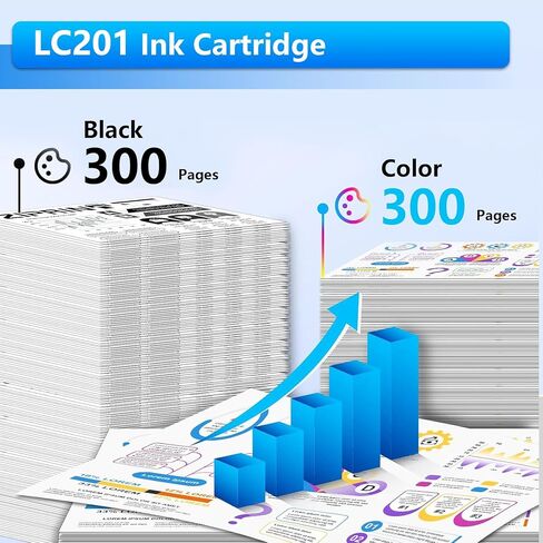 LC201 LC203XL High Yield Ink Cartridges 5-Pack (Includes 2 LC201BK, 1 LC201C, 1 LC201M,1 LC201Y) Replacement for Brother MFC-J880DW MFC-J885DW MFC-J460DW MFC-J4620DW MFC-J480DW Printer in Saudi Arabia