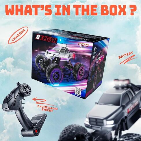 BEZGAR Remote Control Monster Trucks for Boys Age 4-7 - 1:14 All Terrain Rc Truck for Kids with Rechargeable Battery, 2.4GHz Remote Control Cars for 8-12 Year Old Boys Girls, Monster Trucks Toys in Saudi Arabia